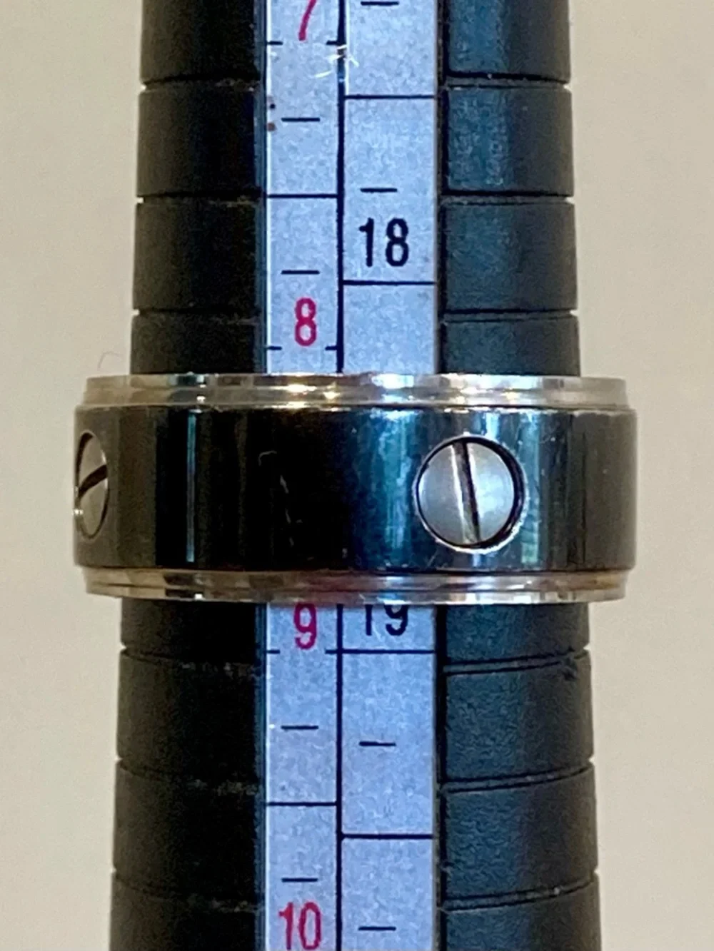 Aldo Black and Silver Screw Accent Men's Ring Size 8.5